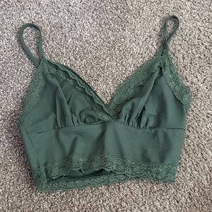 Lace Trim Green Bralette